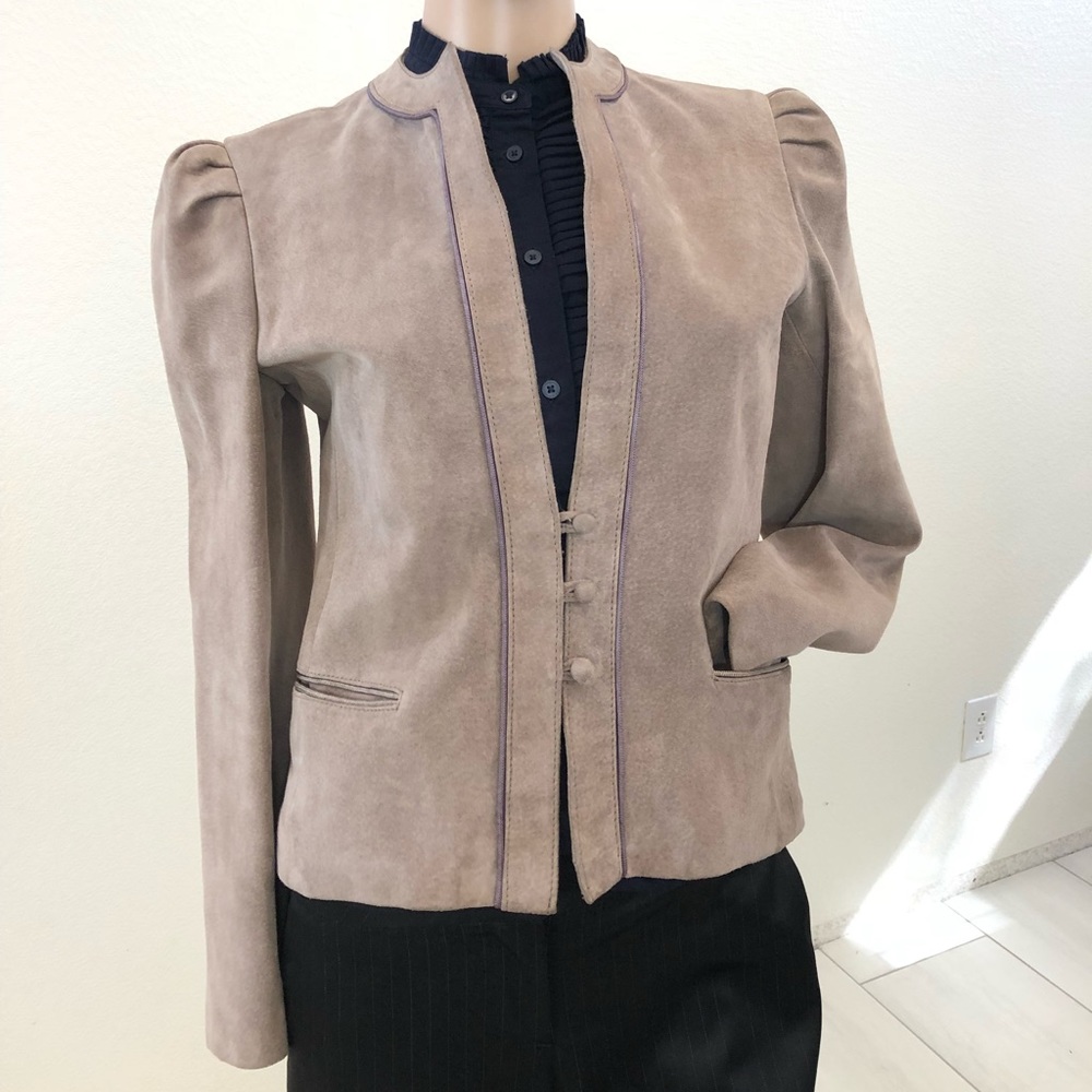 Elegant leather jacket grey S